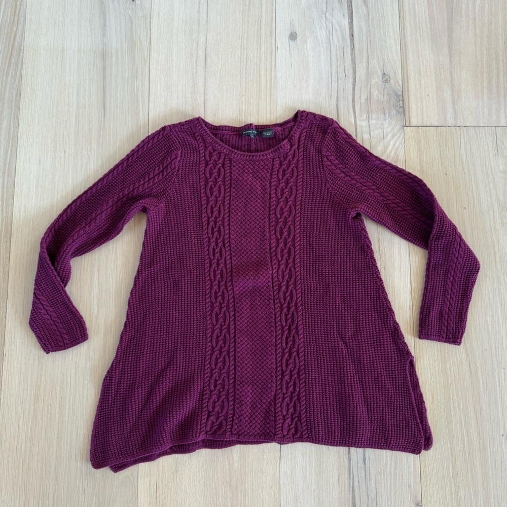 JEANNE PIERRE Purple Sweater Side Slit Size Small